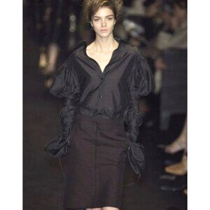 New Yves Saint Laurent Tom Ford 44 12 F/W 2002 Cargo Skirt Black Midi Runway YSL